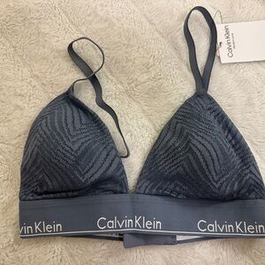 Calvin Klein Dark Charcoal Zebra-Textured Bralette